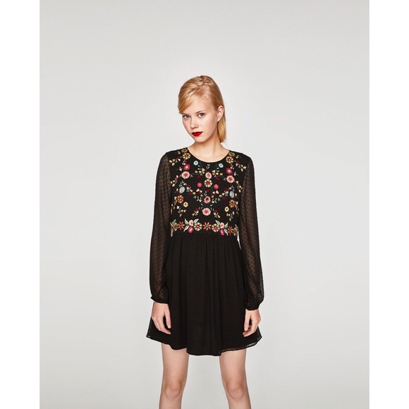 zara black flower dress